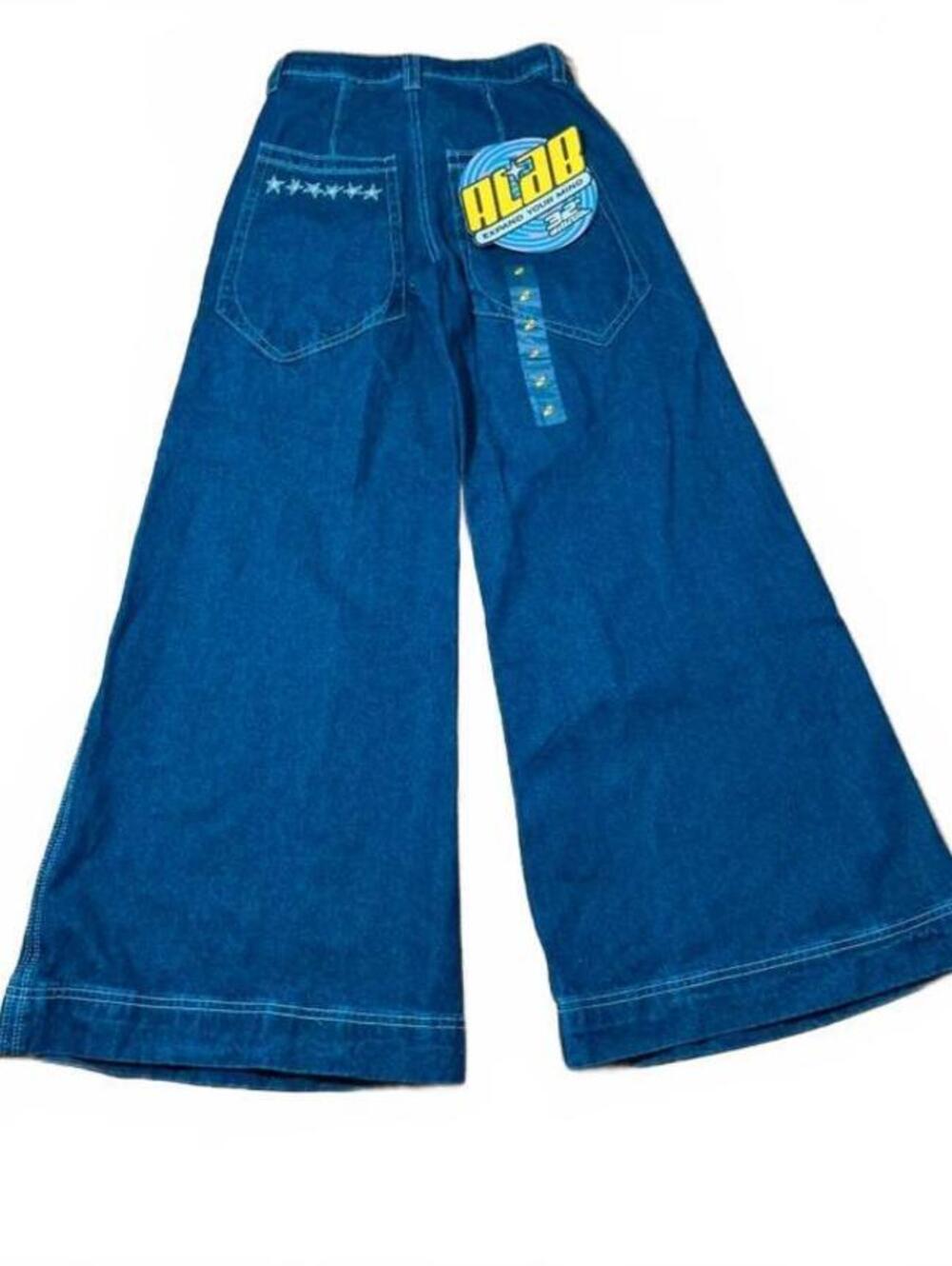A. Lab Super Wide Leg Baggy Pants With Pocket Embroidery Size 2